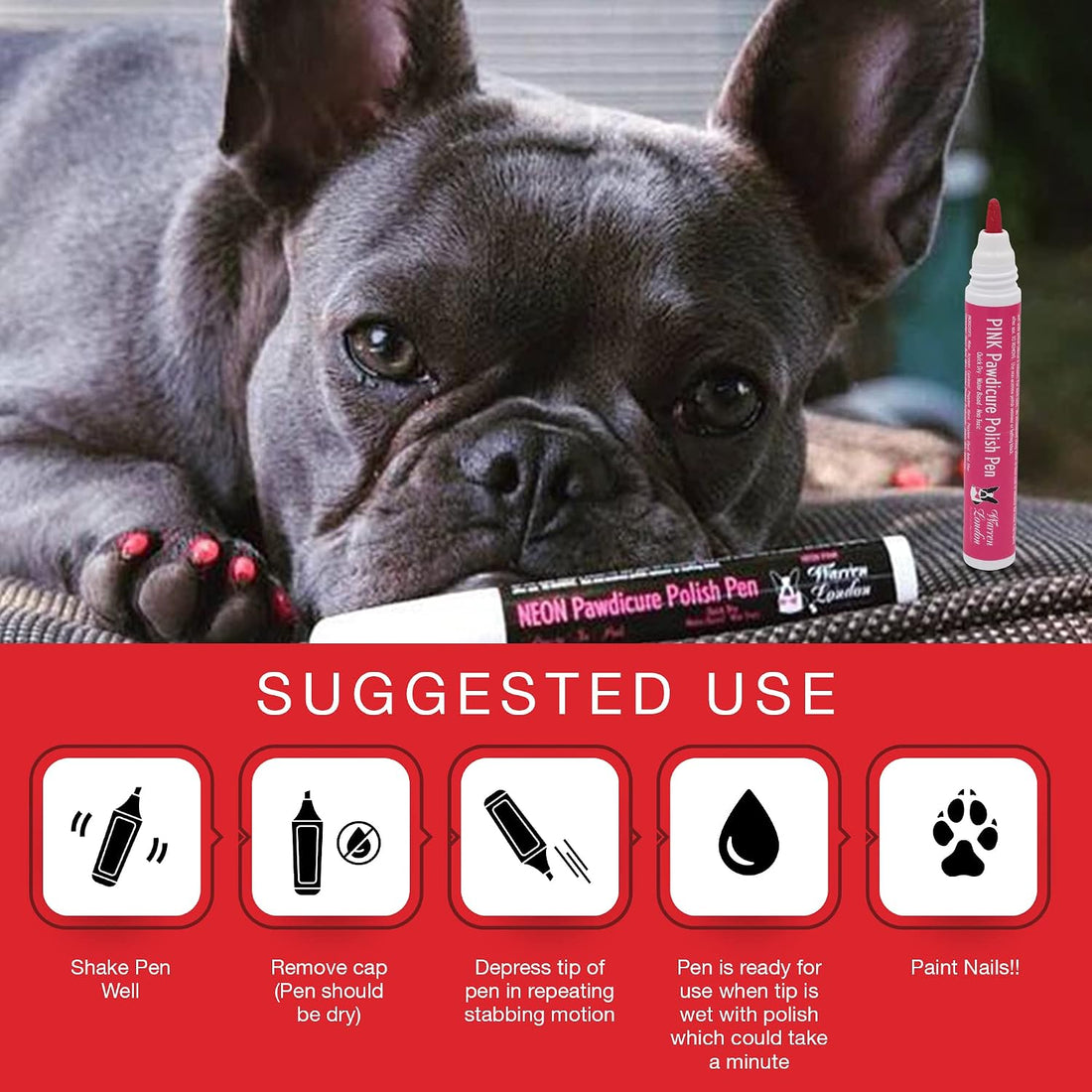 Warren London Pawdicure Dog Nail Polish Pens | Made in USA | Quick Dry