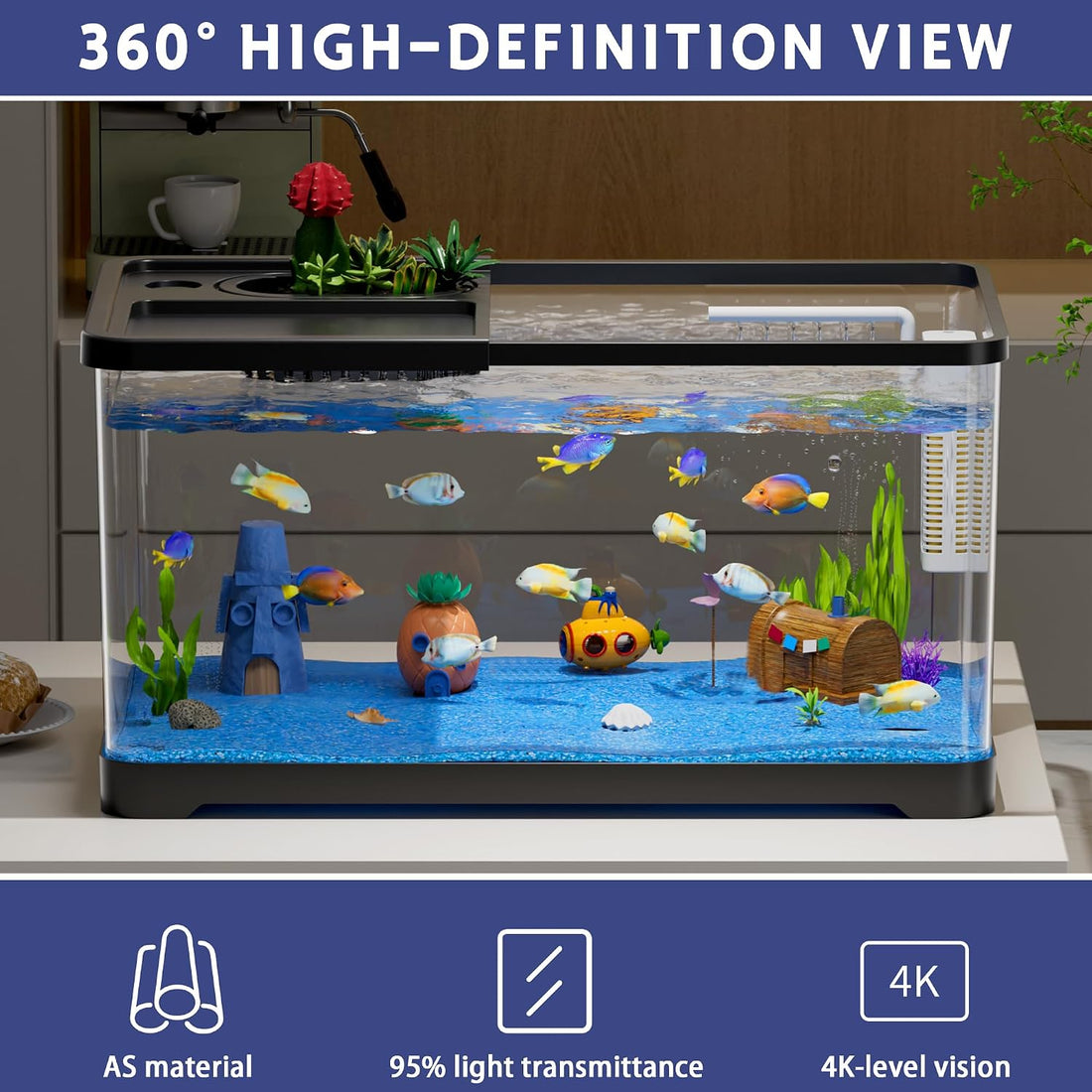 5.3 Gallon Fish Tank, Betta Fish Tank, Starter Kit