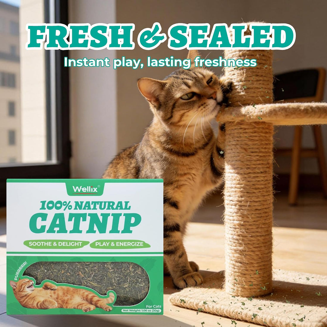 Wellix Fresh Dried Catnip for Cats, Used as Cat Nip Treats, 1.06oz
