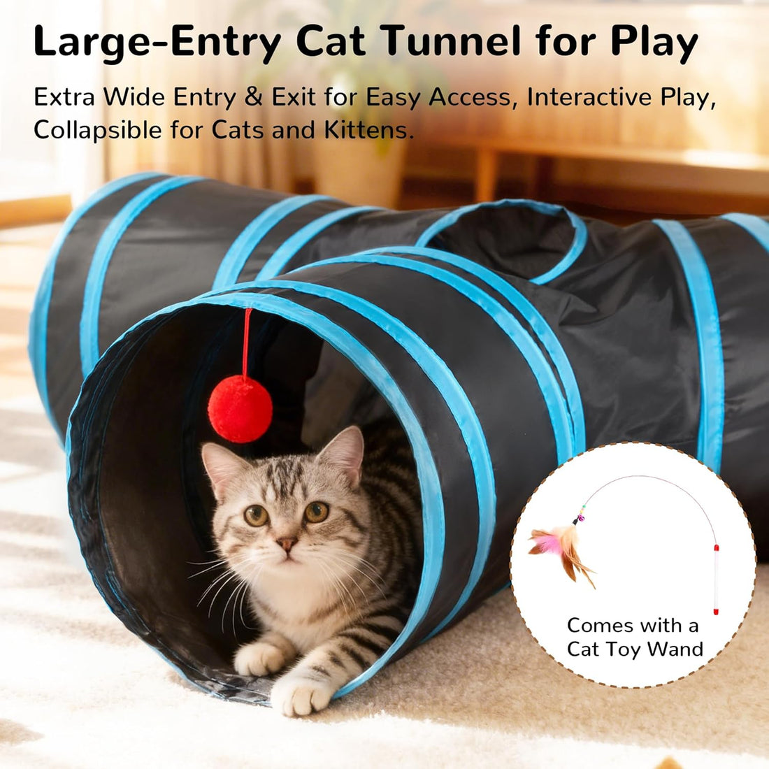 Tempcore Pet Cat Tunnel Tube Cat Toys 3 Way Collapsible