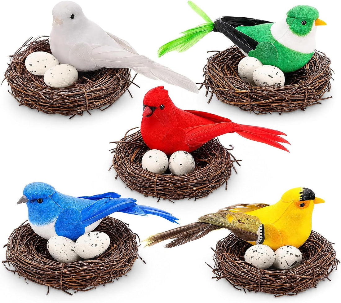 20 Pcs Artificial Birds with Nest and Egg Kit