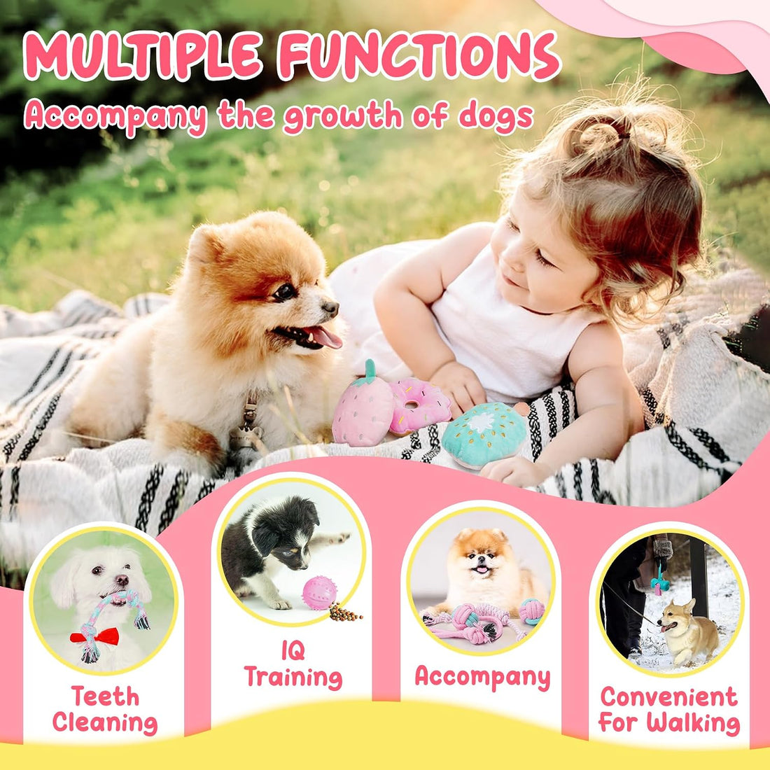 XIUGOAL Pink Puppy Toys for Boredom