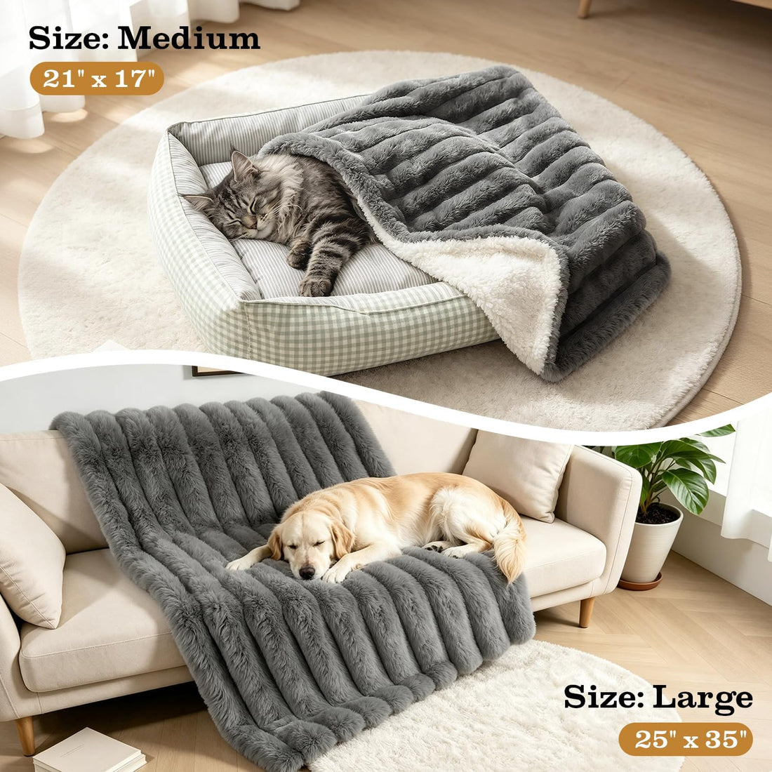 Cat Blanket for Indoor Cats, Soft Rabbit Fur Kitten Blanket 21x17