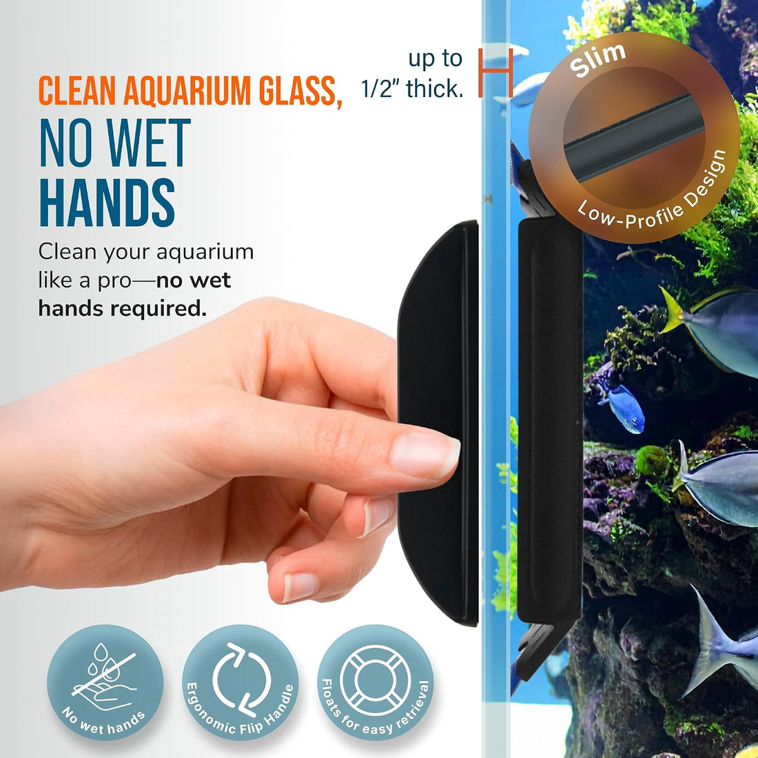 Standard. Flipper Edge Magnetic Aquarium Glass Cleaner Algae Scraper
