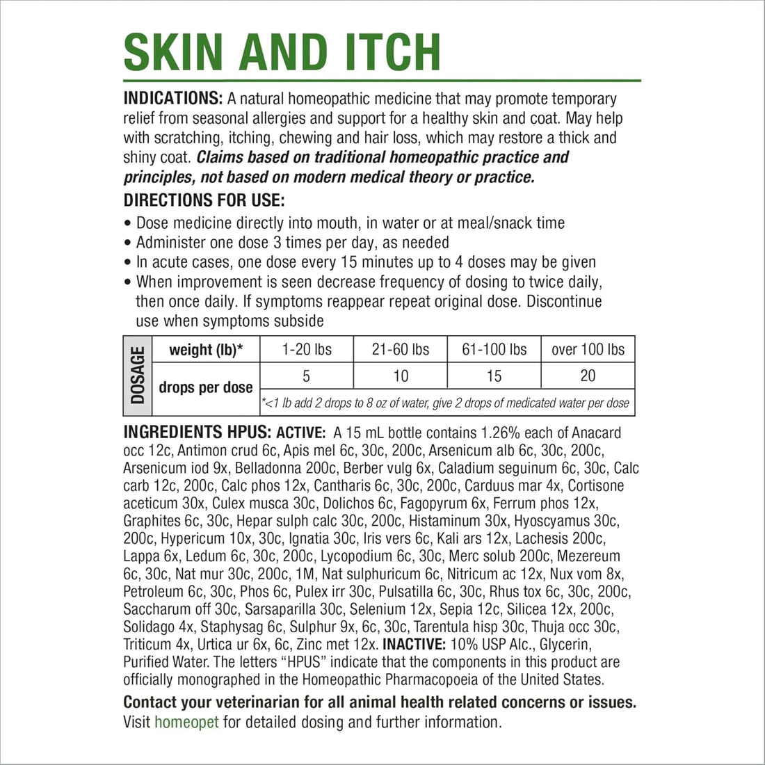 HomeoPet Skin and Itch, Safe and Natural Itch Relief for Dogs and Cats
