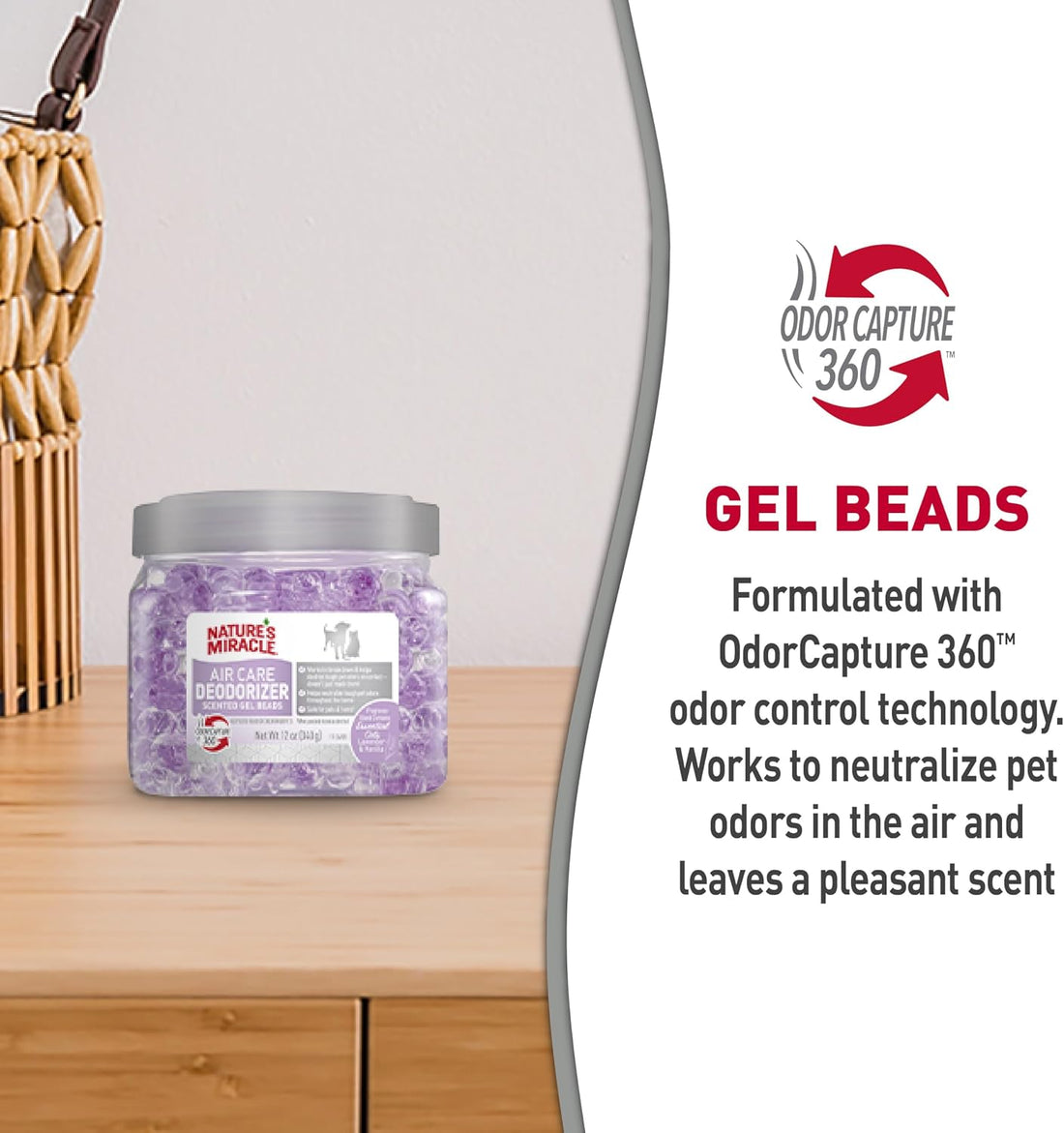 Nature's Miracle Air Care Deodorizer Gel Beads, Lavender Vanilla