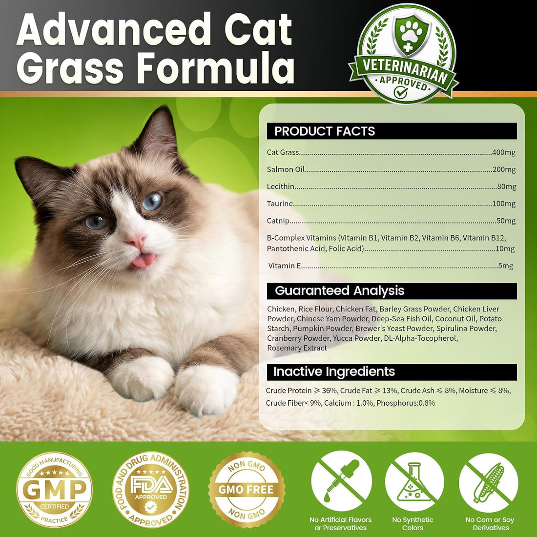 Cat Grass Treats, Hairball Treatment for Cats, for Indoor Cats