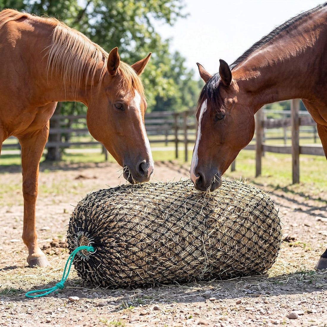 2 Pack Slow Feeder Hay Net Square Bale PE Hay Nets Bags for Horses