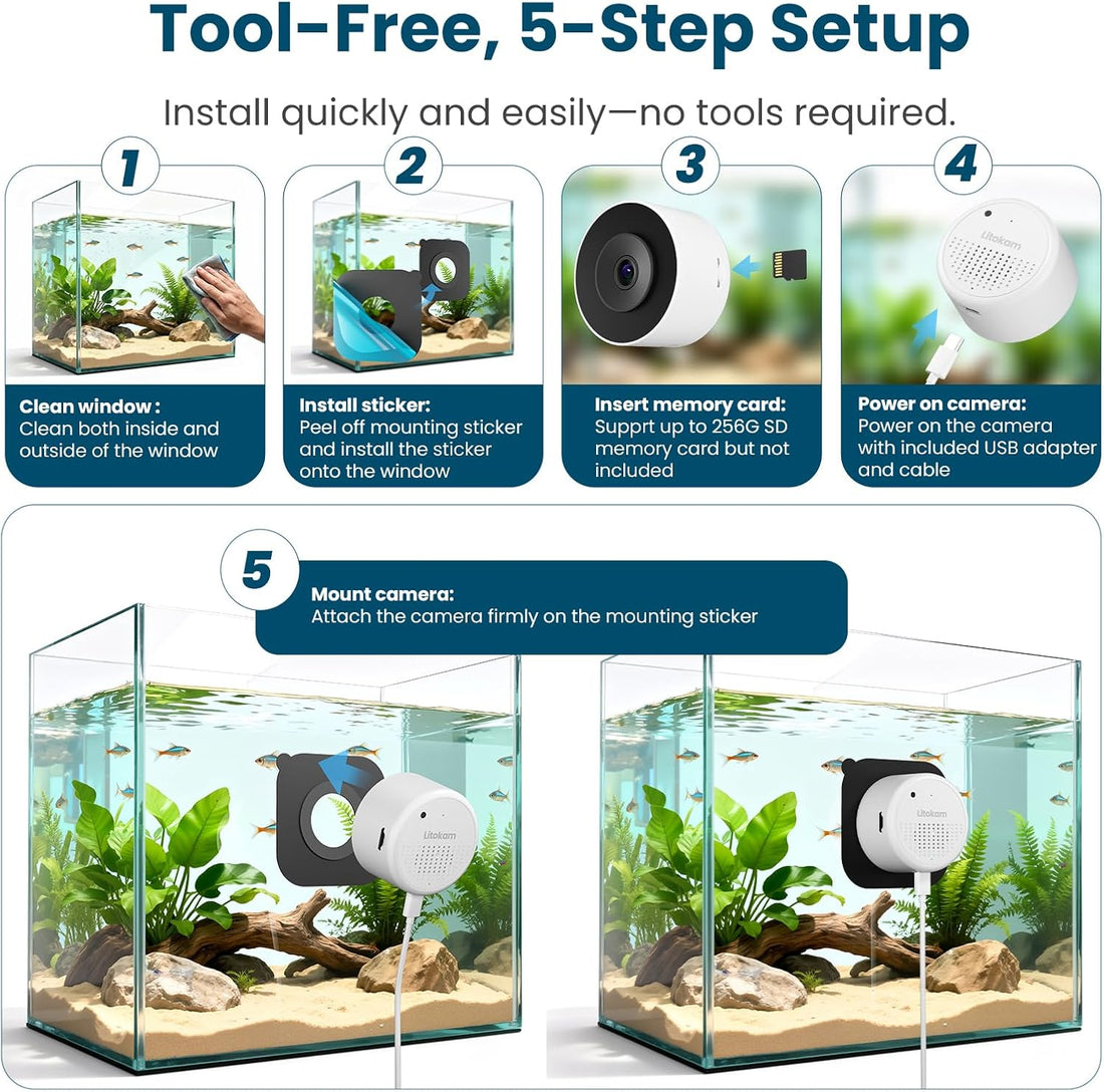 litokam F1.0 Aperture Fish Tank & Reptile Pet Camera.2K 3MP