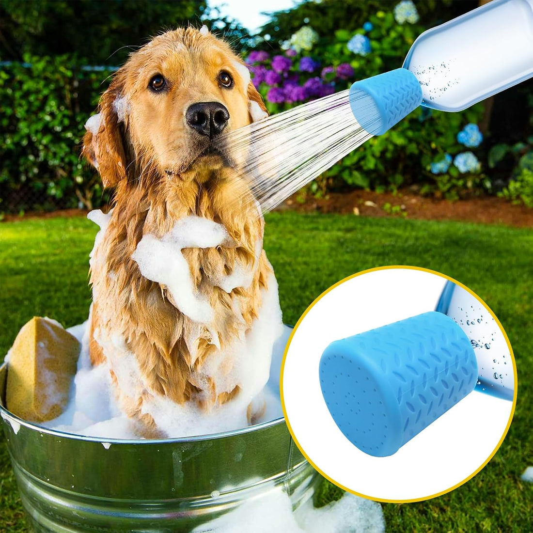 Portable Outdoor Shower for Dogs, 3 Pack, Blue/Green/Orange