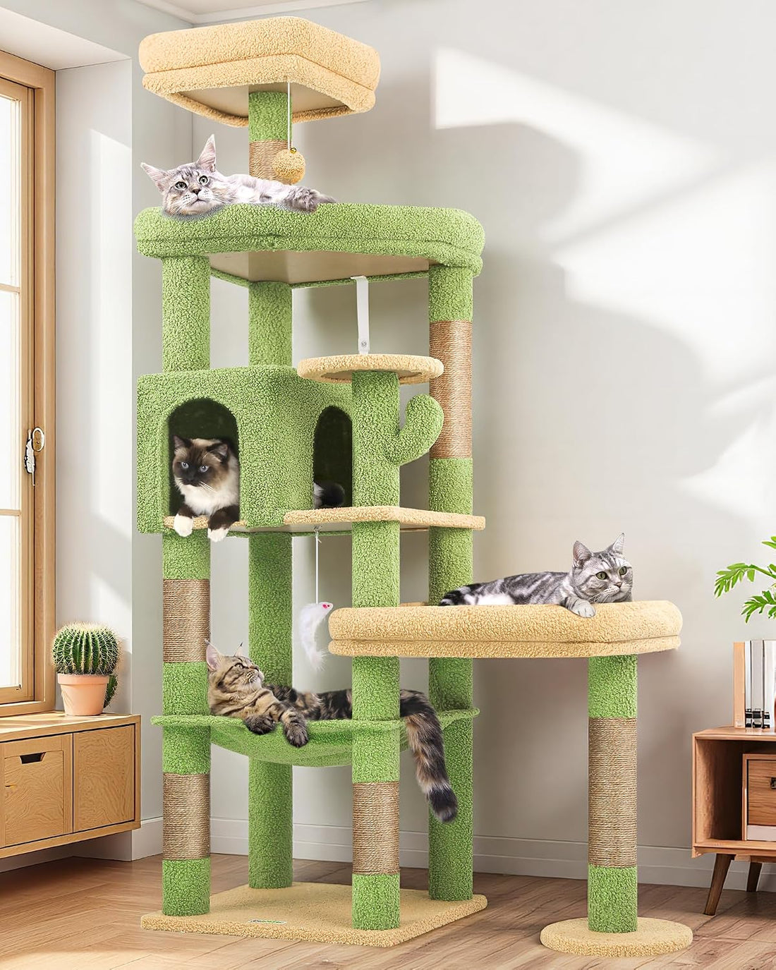 Globlazer 65in Sturdy Cat Tree Tower for Indoor Large Cats, S65