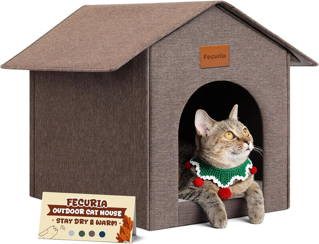 Insulated Outdoor Cat House Weatherproof Winter, Grey