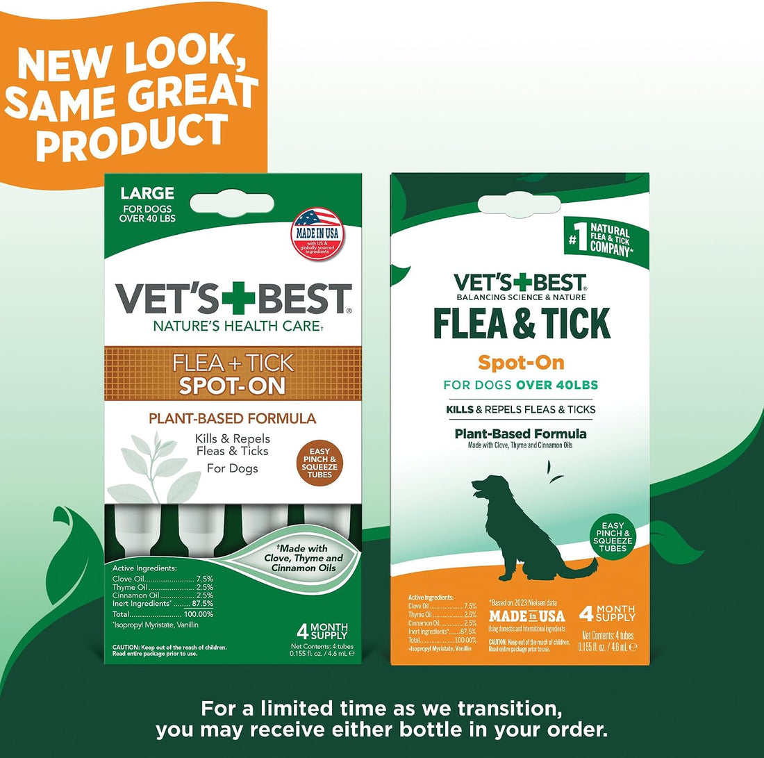 Vet's Best Flea & Tick Drops for Large Dogs, Flea Protection