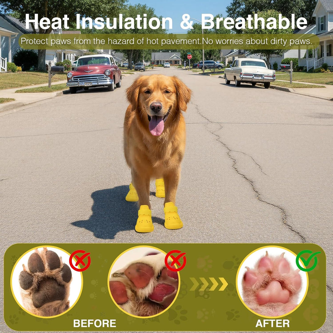 Dog Shoes for Hot Pavement and Snow - Waterproof, Non-Slip