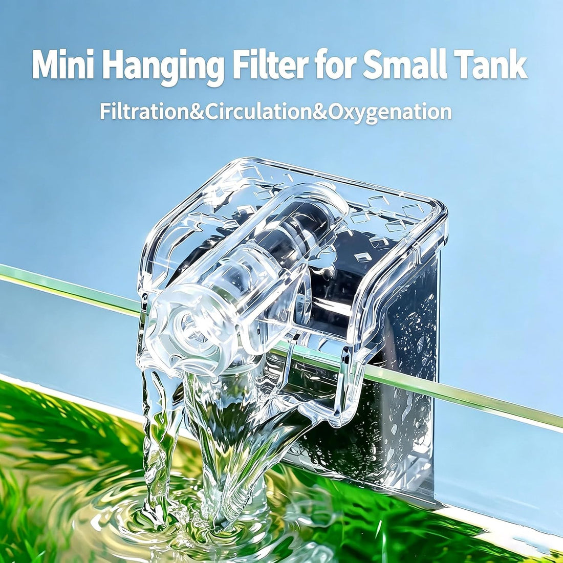 1 Gallon Fish Tank, Half Moon Shape, Mini Aquarium Starter Kit