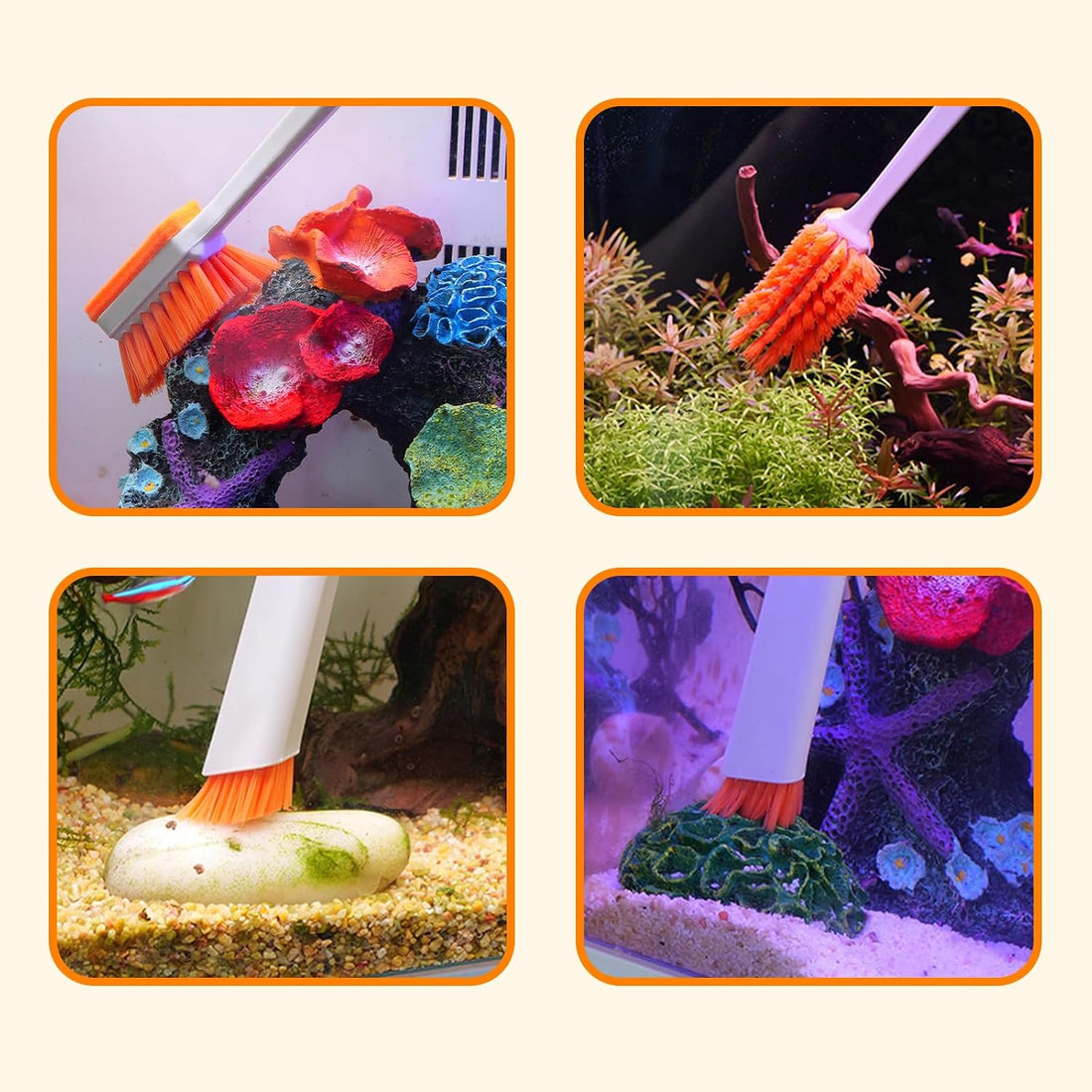 Small Fish Tank Cleaner Brush, Algae Scraper for Aquarium,11.8IN