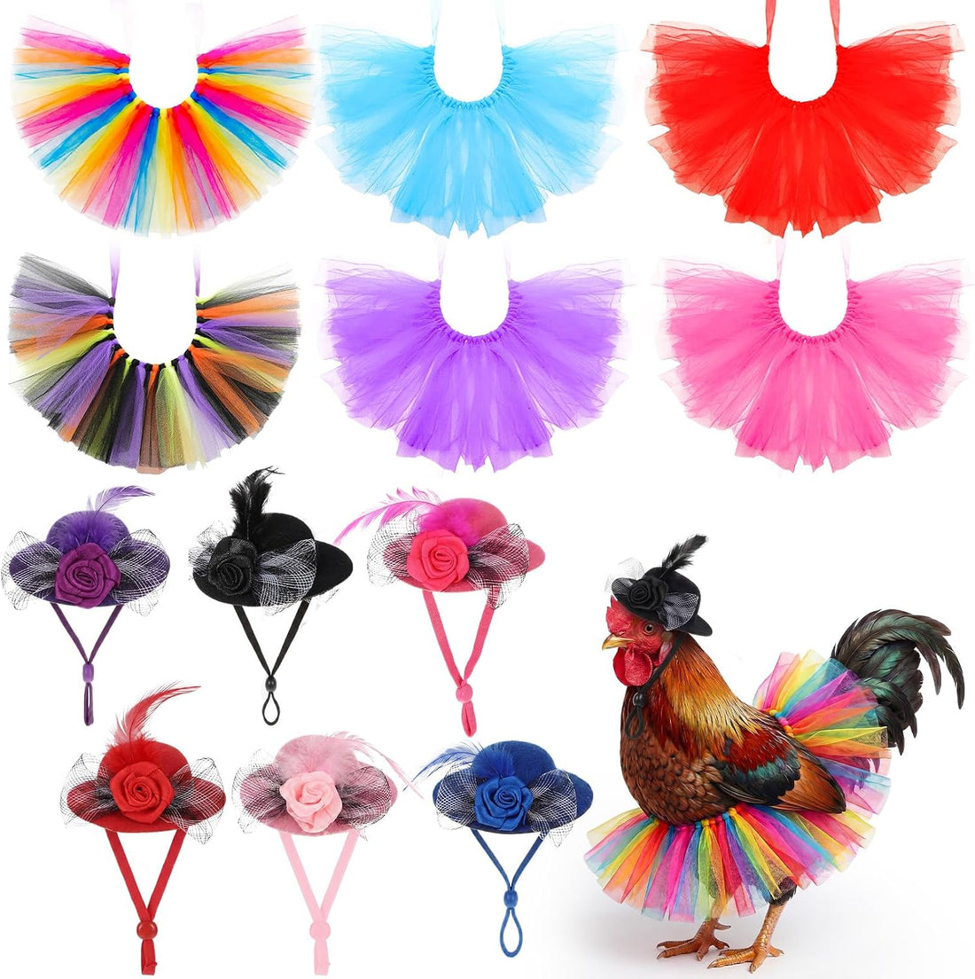 Shinylin 12 Pcs Chicken Clothes, Tutu Skirts and Hats