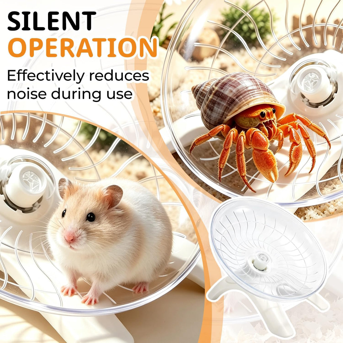 Hermit Crab Exercise Wheel, Silent Running Saucer for Small Pets