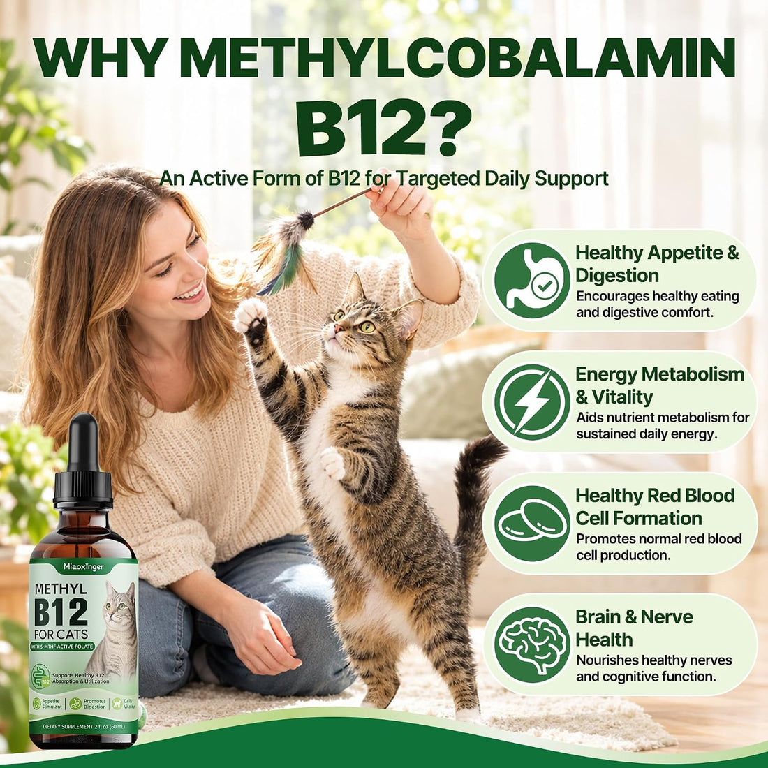 Vitamin B12 for Cats|Superior Methylcobalamin|Developed for B12