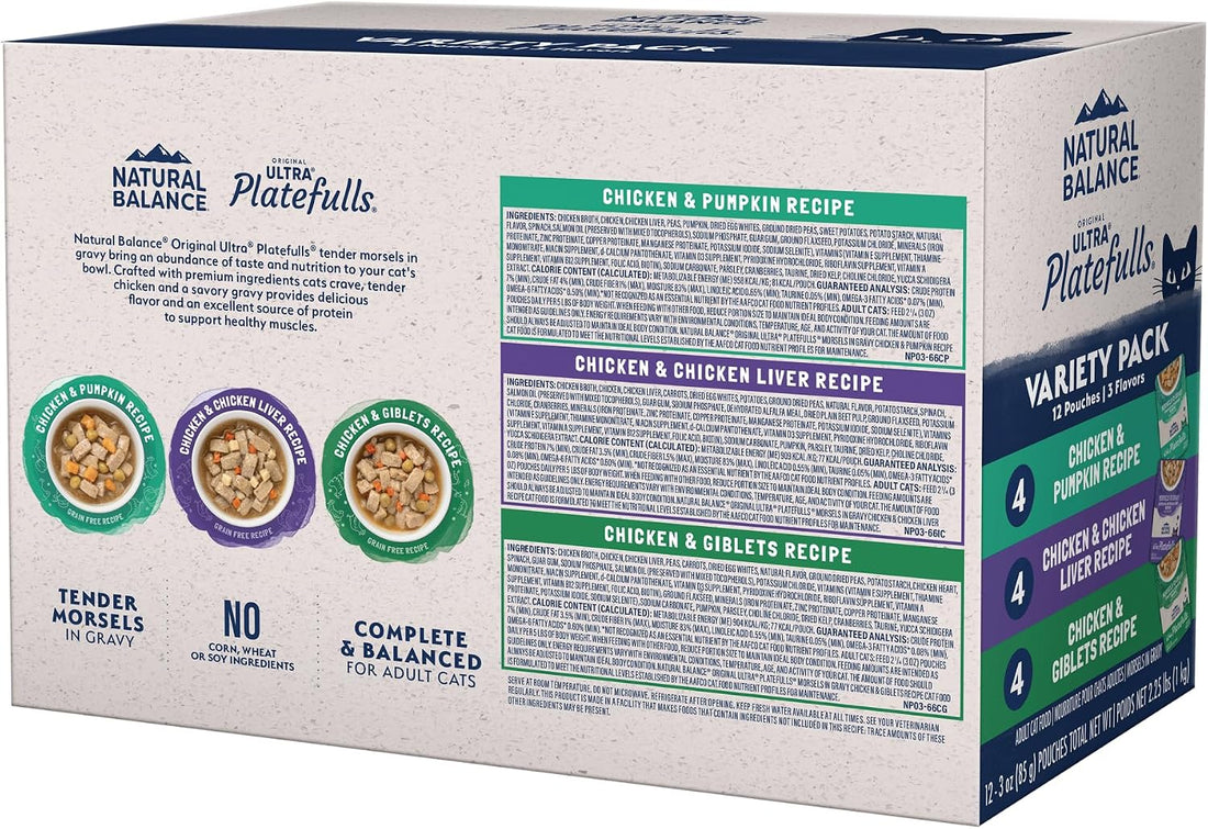Natural Balance Original Ultra Platefulls, Variety Pack, 3 oz, 12 Pack