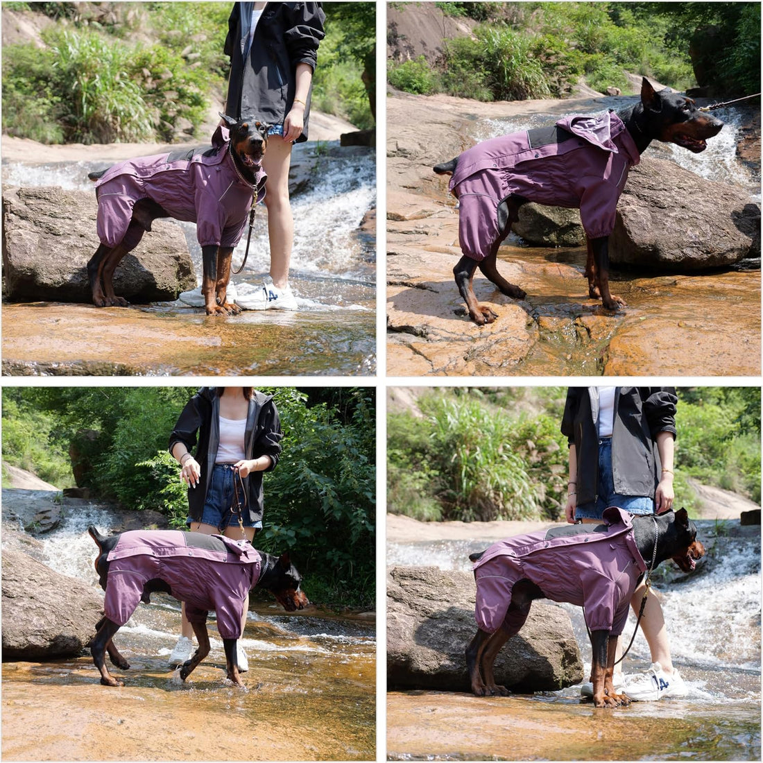 LOVELONGLONG Waterproof Dog Raincoat with Removable Hood