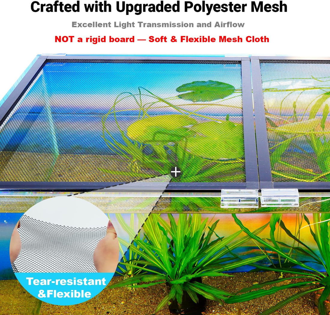 Easy Install DIY Fish Tank Lid, Adjustable Mesh Aquarium Lid