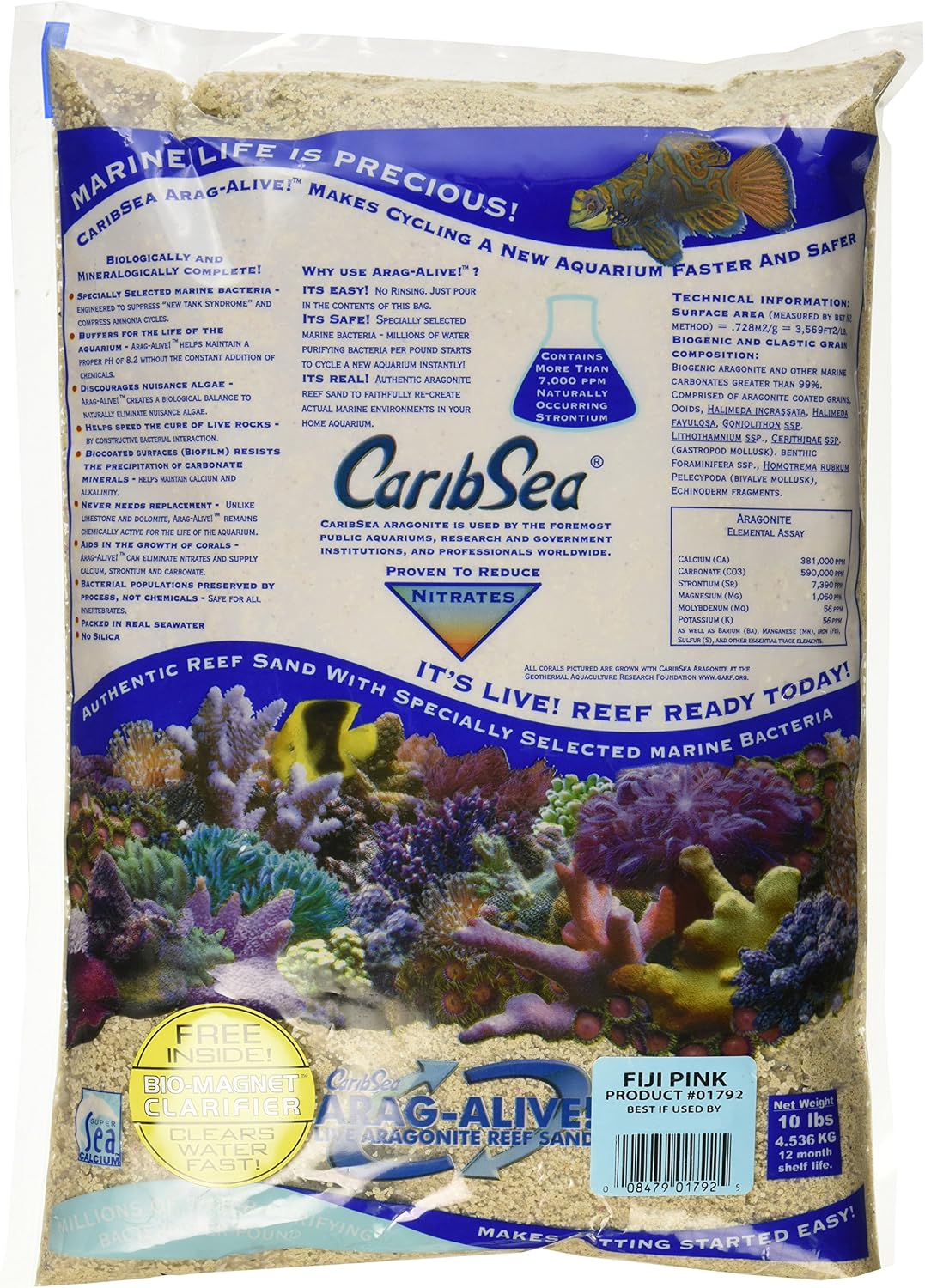 Carib Sea Arag-Alive Substrate Special Grade Reef Sand, 10 lb.