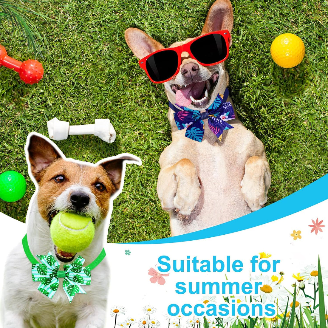 Talltalk 40 Pcs Summer Hawaiian Dog Bow Ties Luau Collar Bows