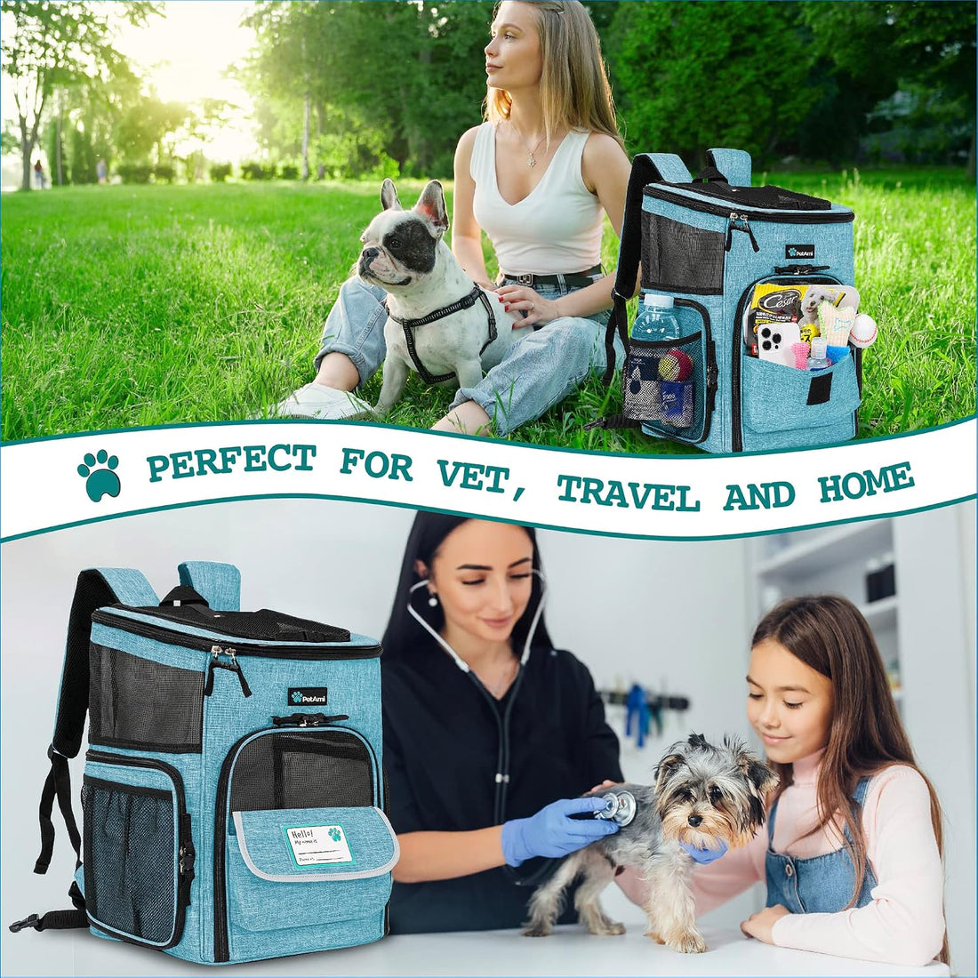 PetAmi Dog Backpack Carrier, Airline Approved 4-Way Entry Cat Bag