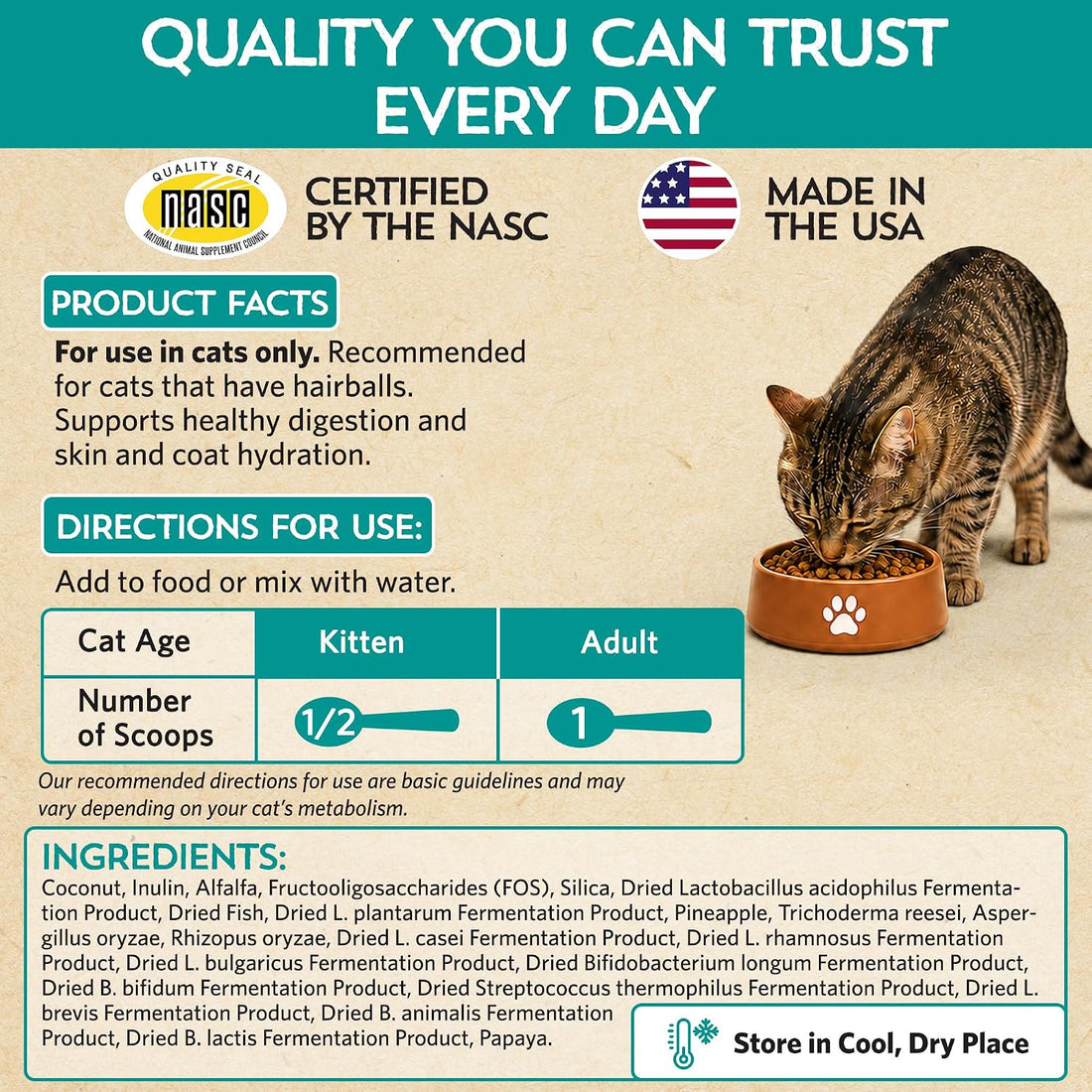 Meowbiotics Good Guts for Cats Probiotic Powder, 11 Probiotic Strains