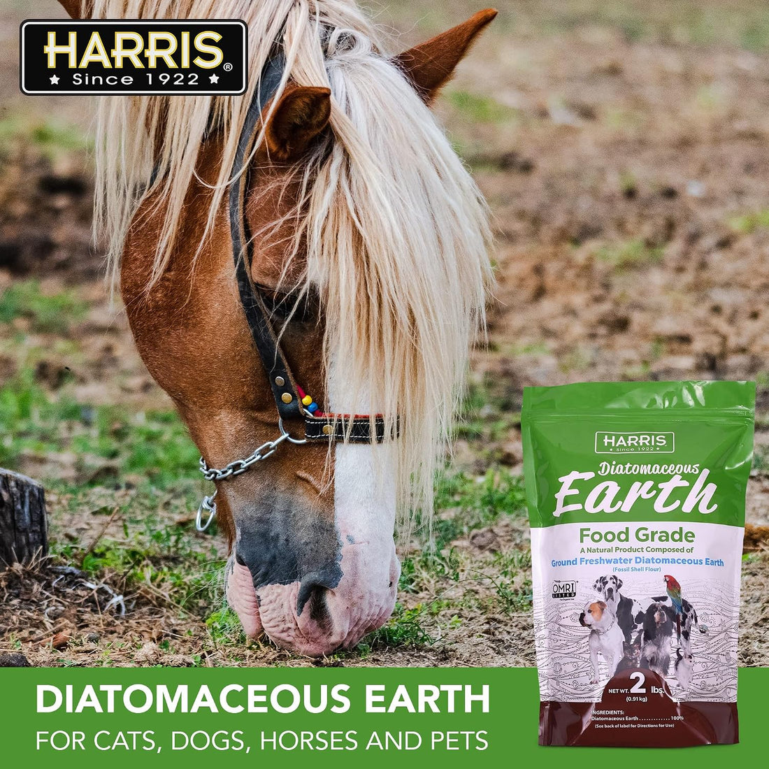 Harris Food Grade Diatomaceous Earth for Pets, for Cats, Dogs