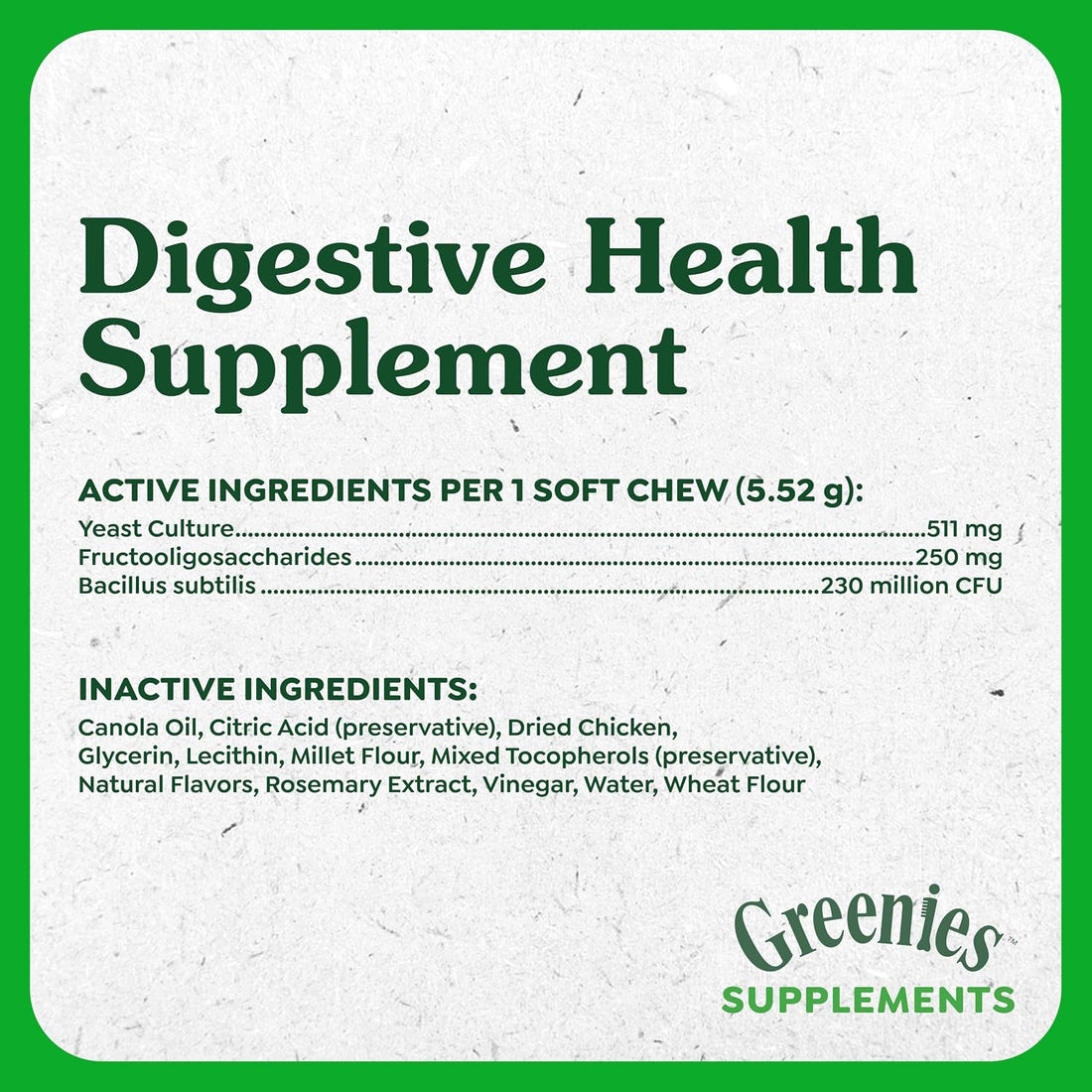 Greenies Supplements Digestive Health Soft Dog Chews, Chicken