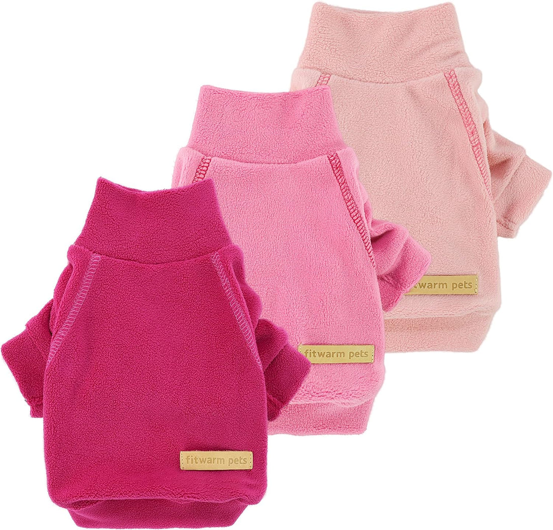 Fitwarm 3 Pack Classic Fleece Sweatshirt for Small Dogs and Cats