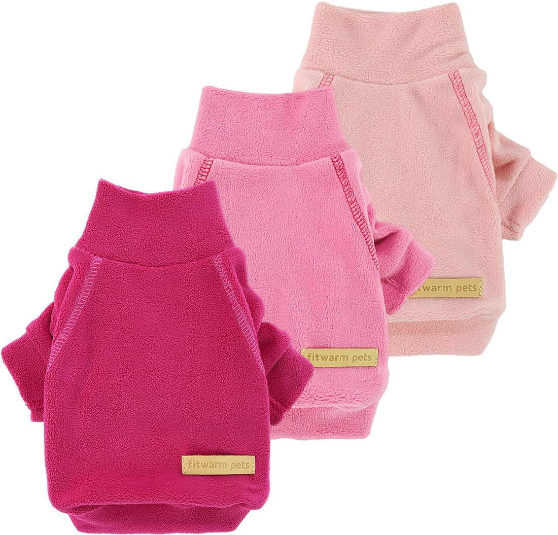 Fitwarm 3 Pack Classic Fleece Dog Sweater, Turtleneck Dog Sweatshirt