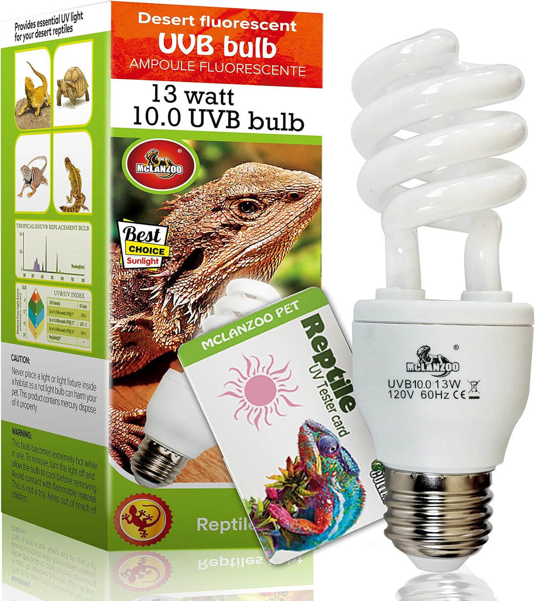 UVA UVB Light Reptile Bulb 10.0 13W Desert Compact Fluorescent