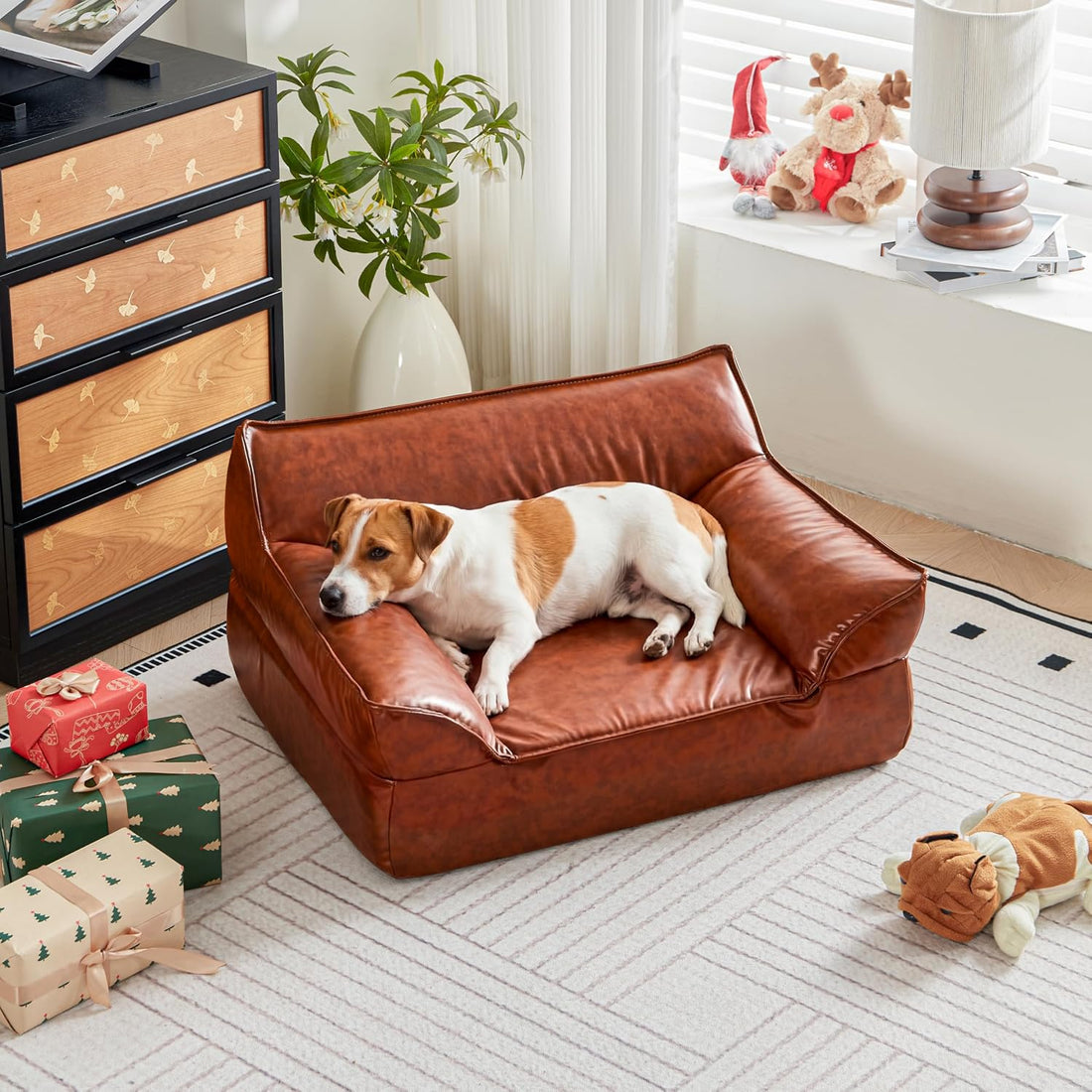 Large Leather Dog Sofa Pet Couch Bed for Medium and Large Dogs Under