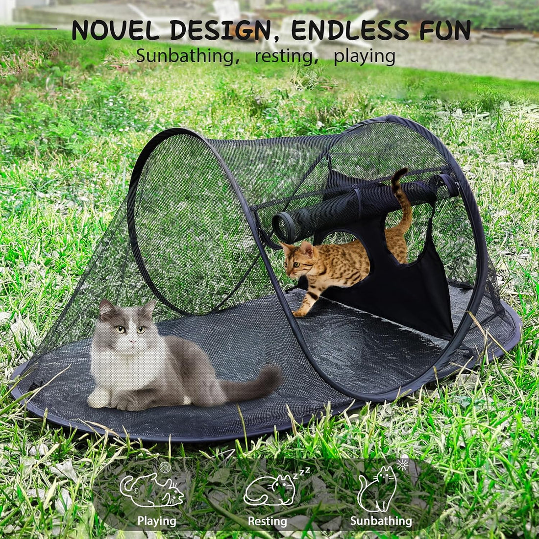 Tailtastic Outdoor Cat Tent with Removable Interactive Fabric,Outdoor
