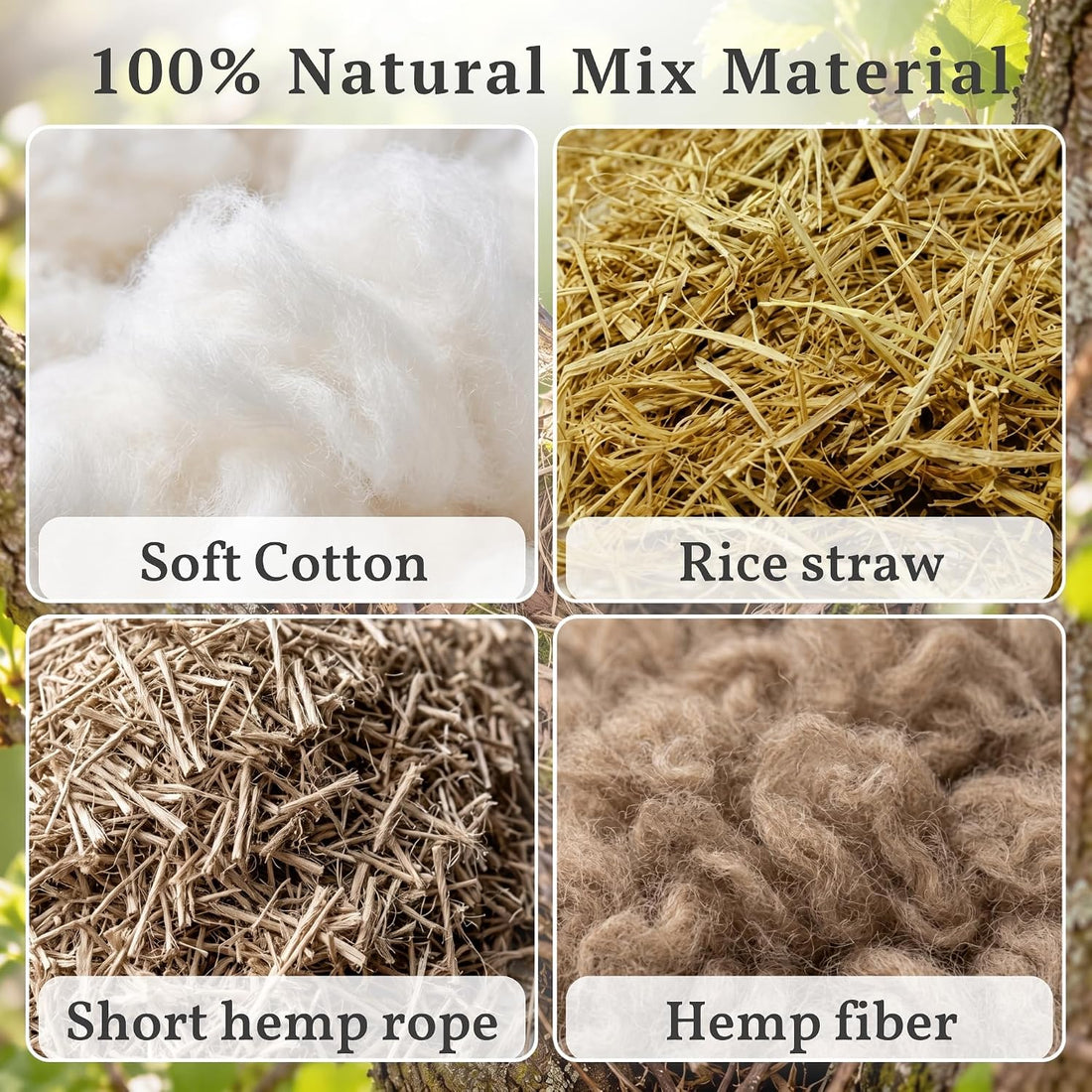 Natural Bird Nesting Material 3.6 oz Nest Bedding Supplies for Wild