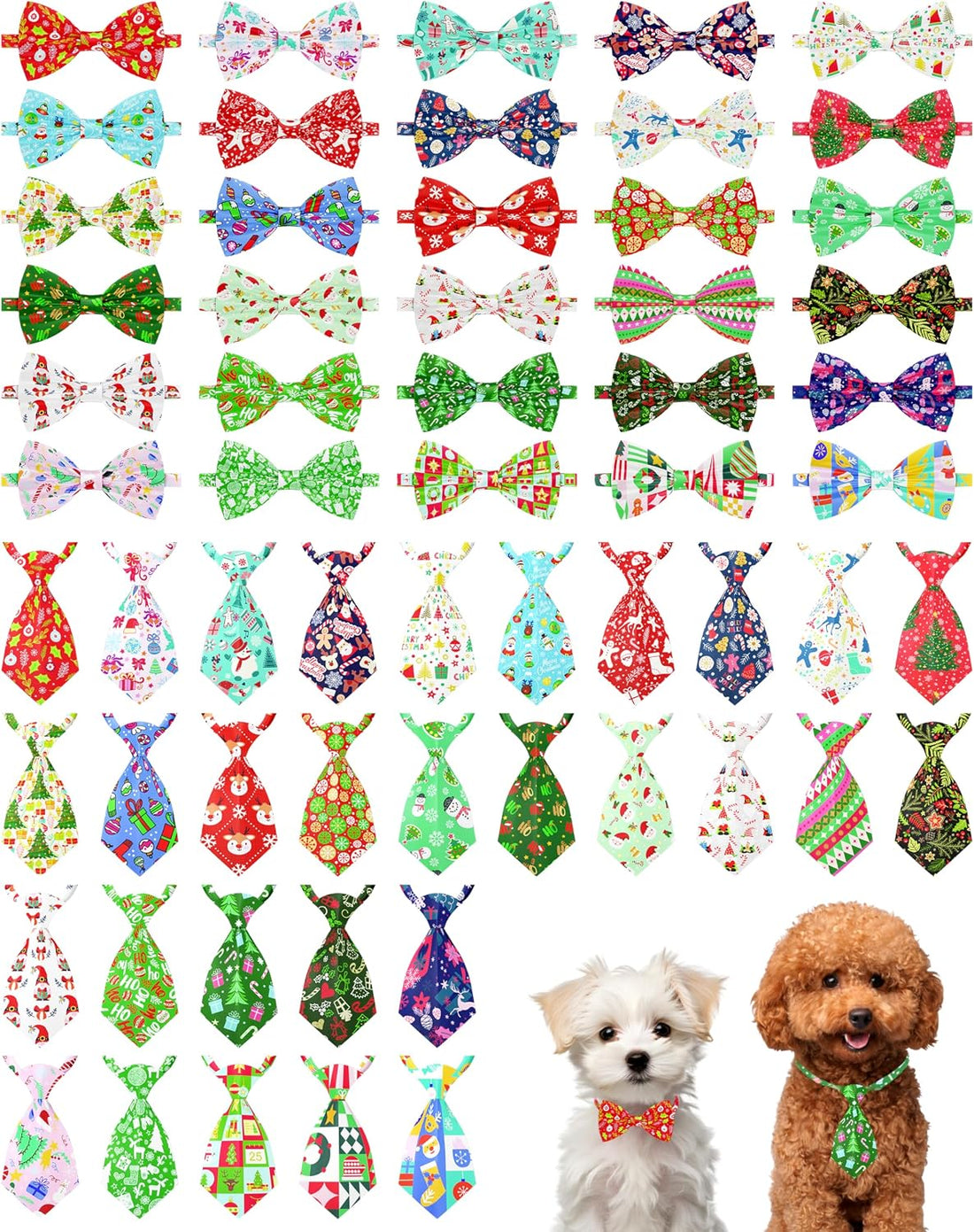 PET SHOW 60 Pack Christmas Small Dog Bowties and Ties Bulk