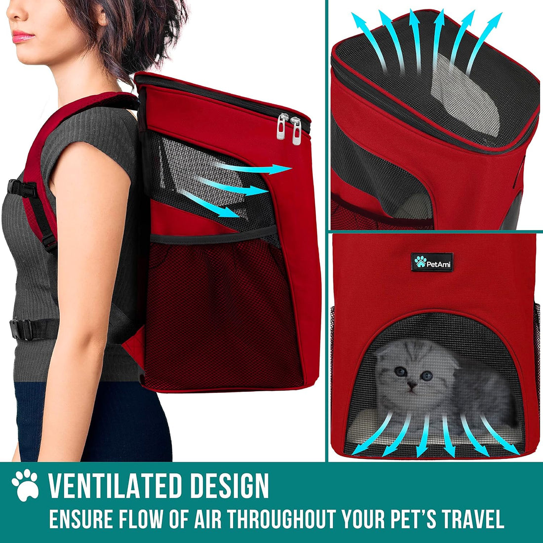 PetAmi Cat Backpack Carrier for Small Dogs and Large Cats
