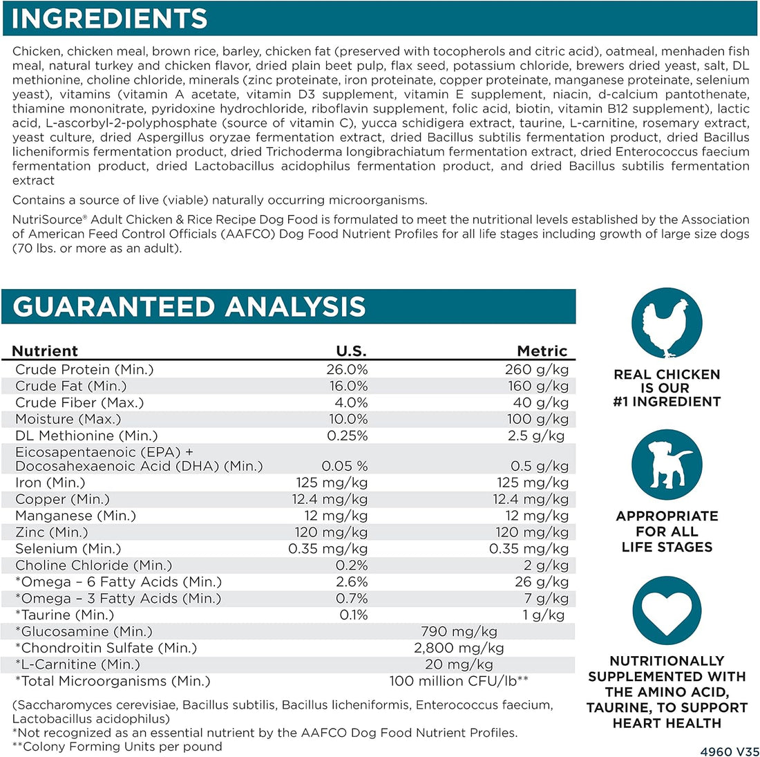 NutriSource Chicken & Rice Dog Food, 26lb