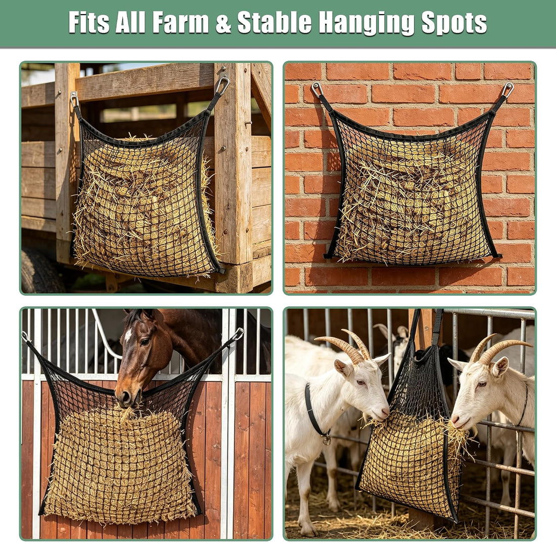 2pcs Slow Feed Hay Nets for Horses, Hay Bags for Horse 35×31 Inch
