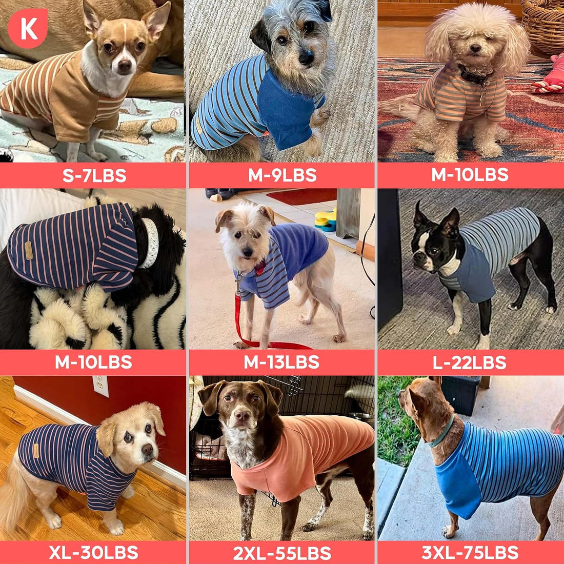 KYEESE 2Pack Dog Sweater, Soft Puppy Sweatshirt Stretchy Pullover Dog