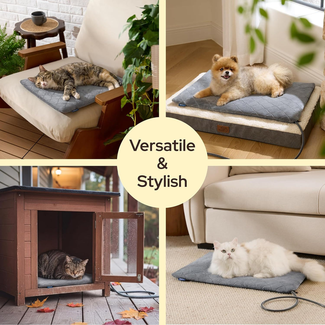 Bedsure Heated Cat Bed, Outdoor Heating Pad for Cats, 19.7"x15.7"