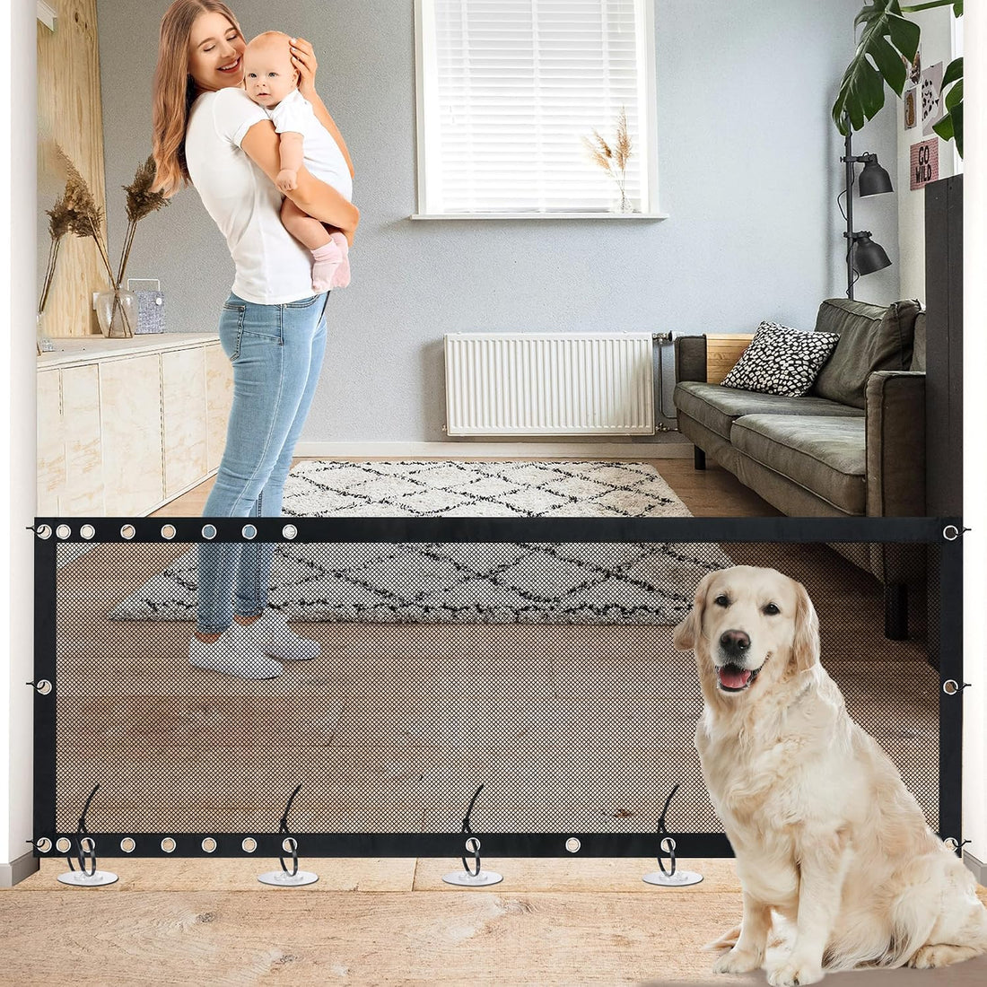 NWK Dog Gate for Stairs and Doorways 43''X30'' Fits 36 to 40 Inch