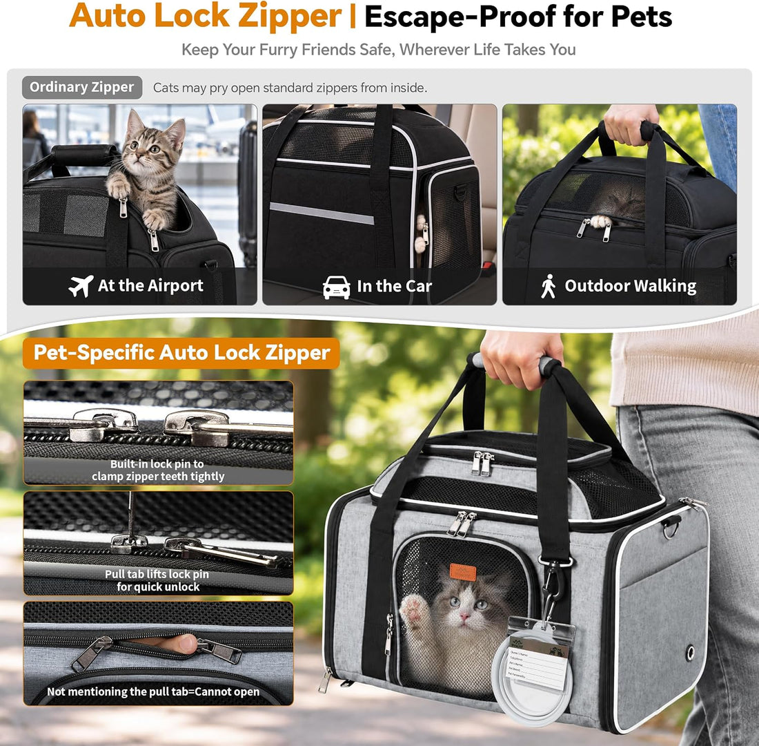 Expandable Top Pet Carrier 18x11x11 Inches, for Cats & Small Dogs
