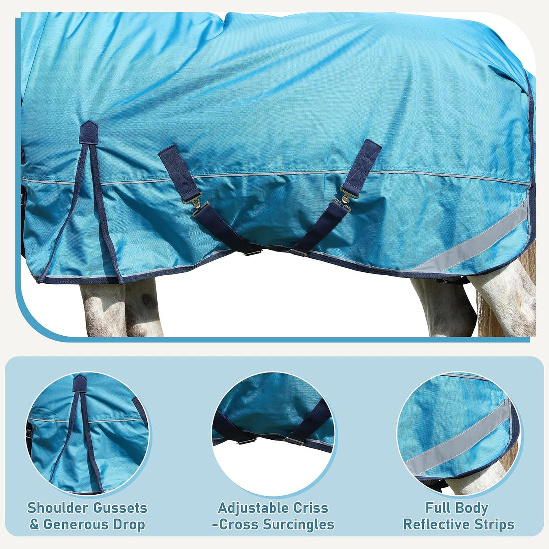 LEAFOREST 1680D Turnout Winter Horse Blanket Heavy Weight 300g Fill