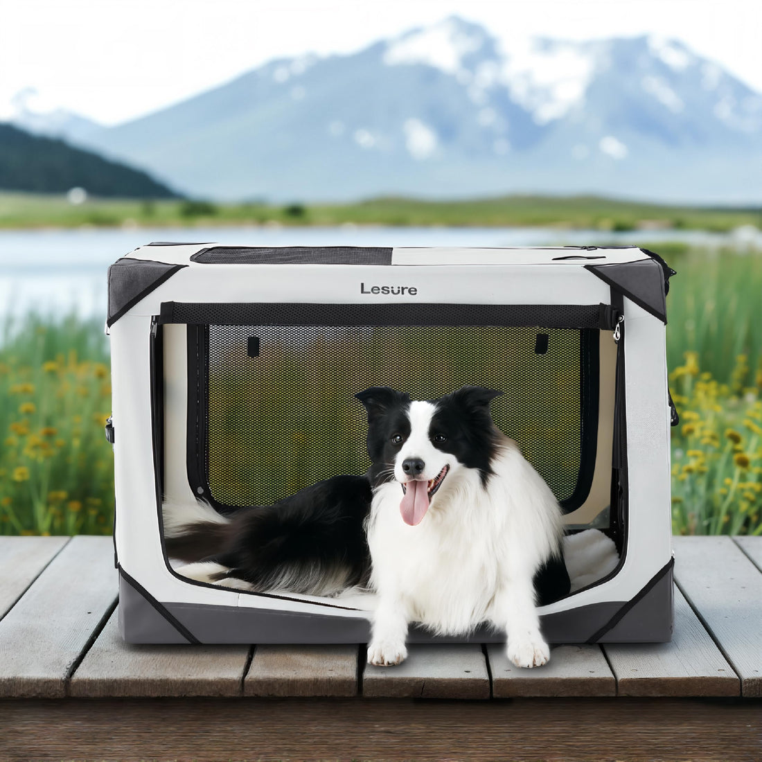 Lesure Collapsible Dog Crate - Portable Travel Kennel for Large Dog