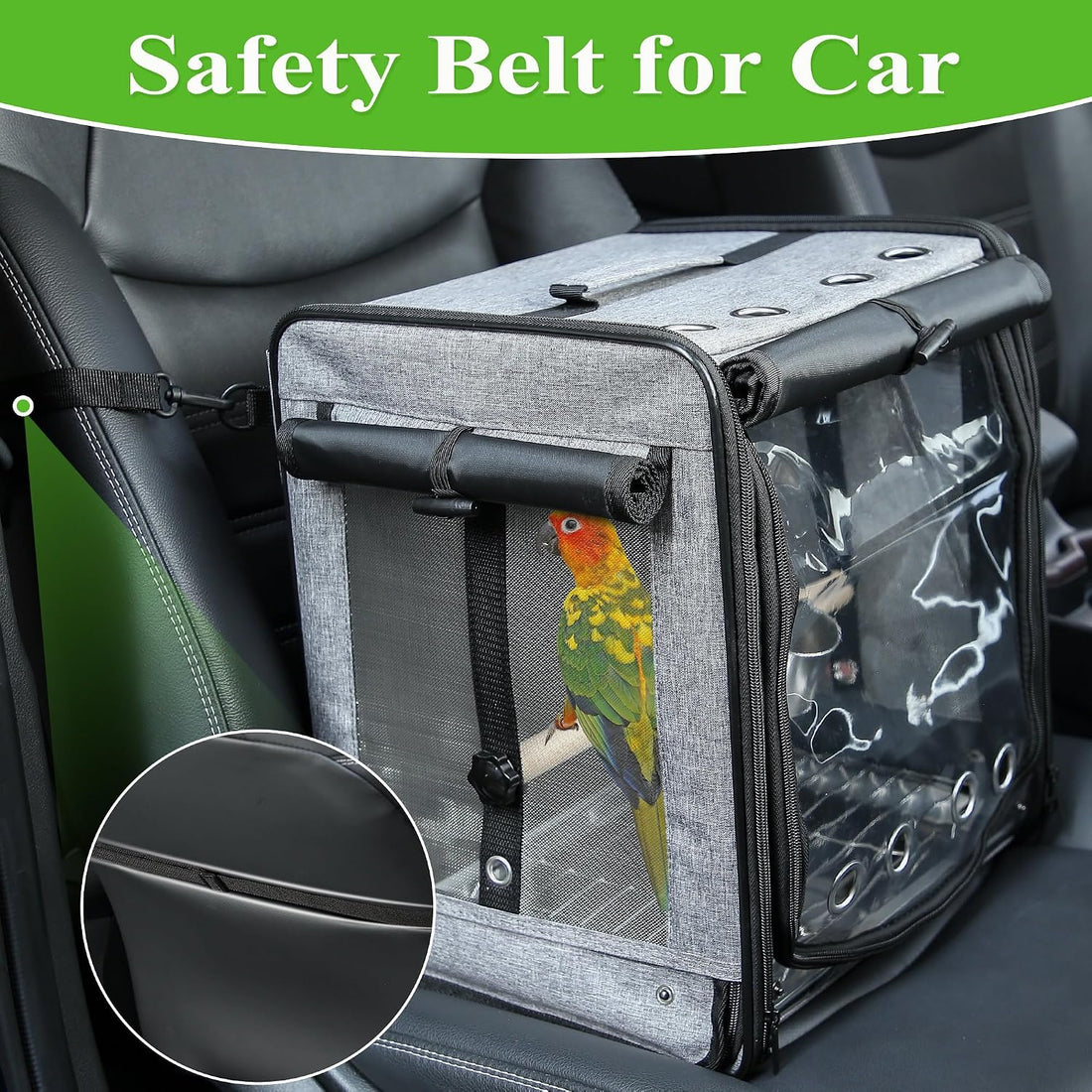 Sanmoncare Bird Carrier for Car Travel with Seat Belt