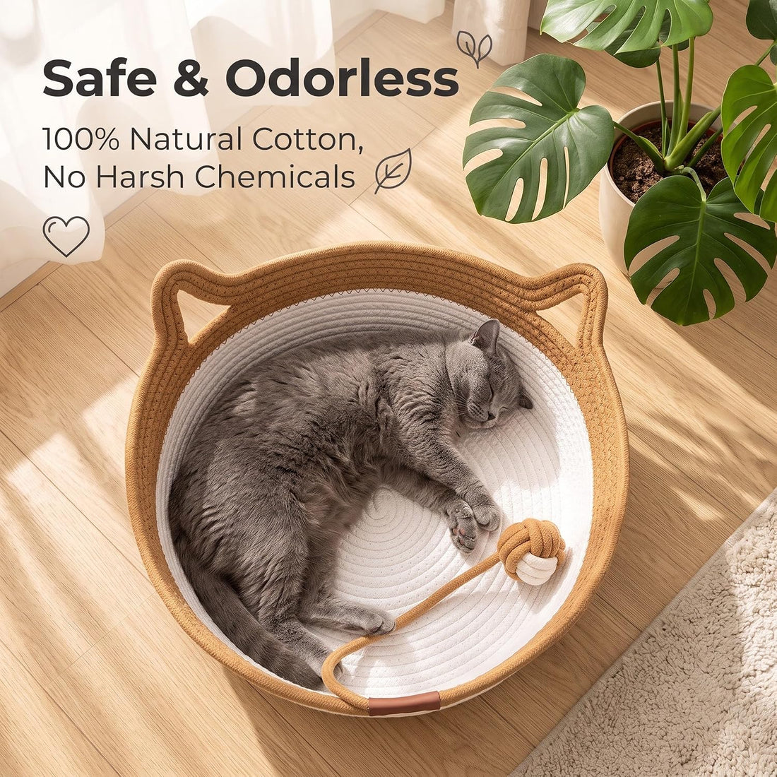 Cat Bed Instinct Basket, Stimuli Handwoven Basket for Cats